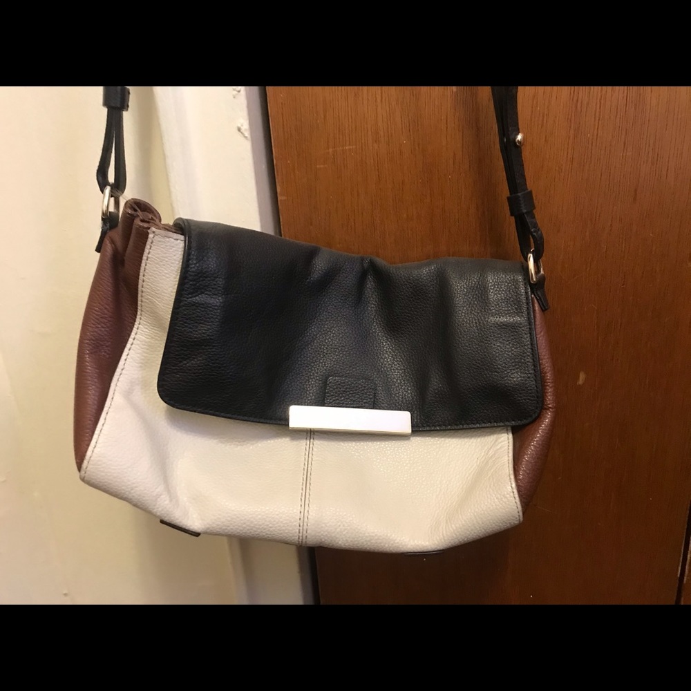 Brown/black/white hobo crossbody